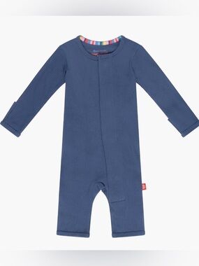 NWT Magnetic Me Symphony Blue Ribbed One-Piece Organic Cotton Coverall 12-18